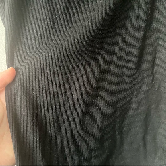 Zara Black Ribbed Ruffle Sleeve Bodysuit Size Small - Picture 4 of 7